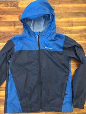 Columbia Kids Two-Tone Blue Hooded Rain Jacket